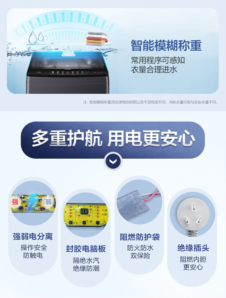 海尔（Haier）全自动10公斤波轮洗衣机 直驱变频智能自编程 XQB100-BF228