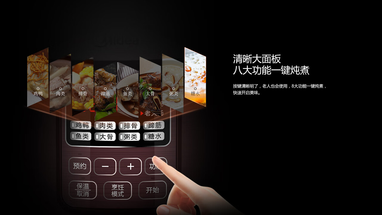 美的（Midea）电炖锅4L??养生锅?南都陶釜内胆煲汤煮粥电砂锅家用全自动?TGH40D