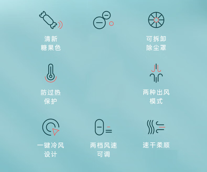 美的（Midea）吹风机 MB-AY0304 糖果小风筒绿色
