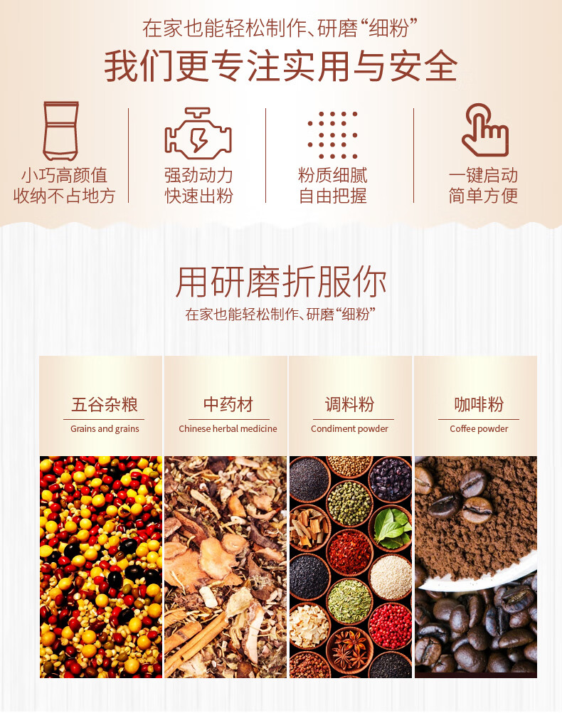 长虹（CHANGHONG）磨豆机磨粉机多功能研磨机 红太阳磨豆机 MDJ-15C01