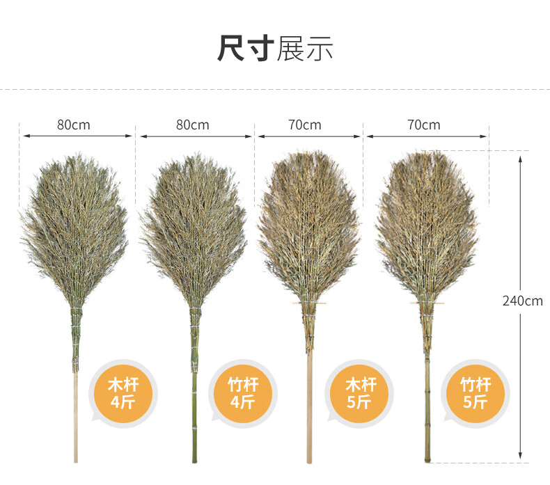 兰诗 环卫马路物业无叶竹扫把 柏油路清扫笤帚 老枝无叶4斤款-5个装SB-0322 工业用品