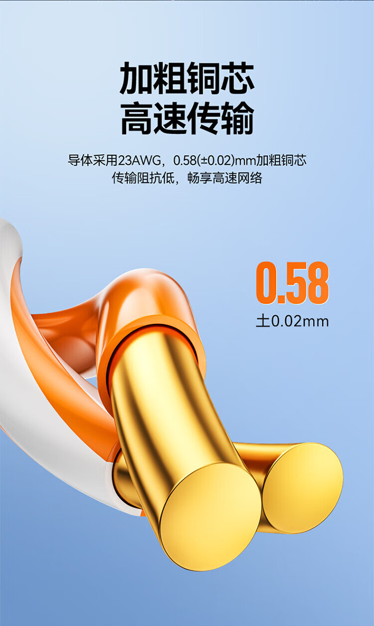 山泽(SAMZHE) 超六类双屏蔽网线 CAT6A类工程家装万兆网络宽带线 抗干扰降衰减纯铜线 蓝色100米 LC6100