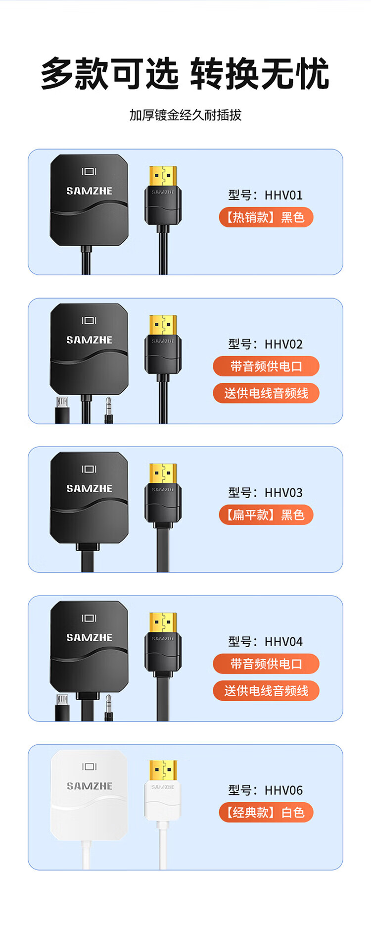 山泽(SAMZHE)? HDMI转VGA线转换器 高清视频转接头适配器 笔记本盒子连接显示器线 黑 HHV03