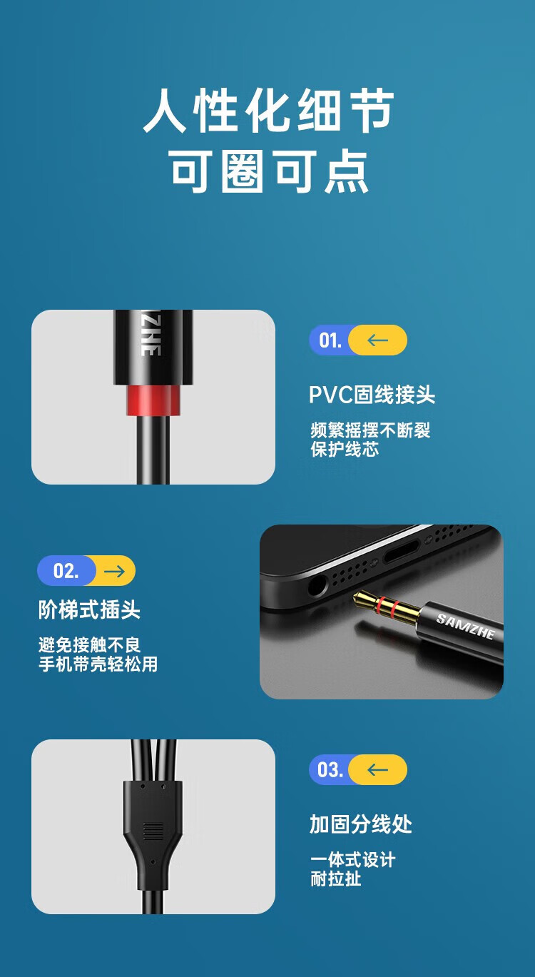 山泽(SAMZHE) 3.5mm转双莲花头音频线一分二 红白2RCA连接线 手机连接音响箱功放 经典款-15米YPR-150
