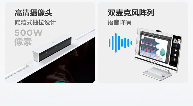 联想（Lenovo）商用办公家用电脑小新27-IAP i5-12450H 16G 512/W11  集成 白色 摄像头 无线键鼠