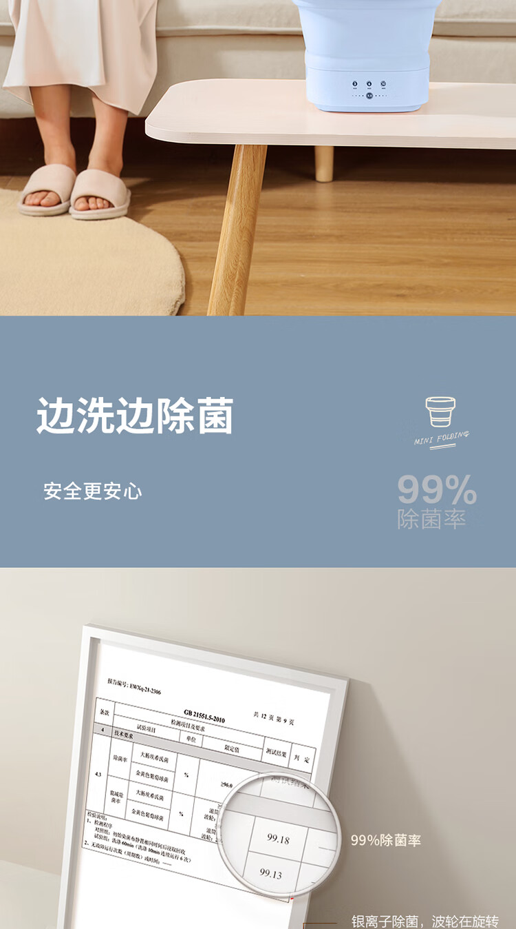 美的（Midea）迷你折叠便携式小型洗衣机?MZD05-01L?家用宿舍出差旅行?洗袜子内衣内裤宝宝母婴专用