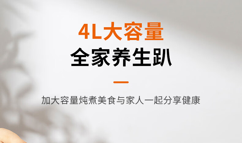 九阳（Joyoung）电炖锅2小时快炖4L紫砂内胆家用全自动智能旋控预约定时DG40Z-GD730 摩卡棕