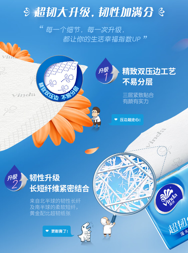 维达超韧系列抽纸 三层加厚110抽软抽 30包/箱 V2286