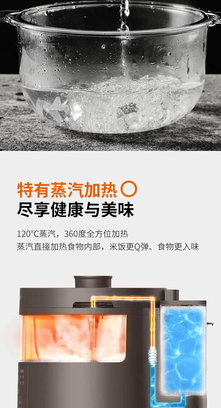 九阳（Joyoung）电饭煲多功能蒸汽玻璃内胆3L家用煮饭炖汤蒸菜F30S-S360