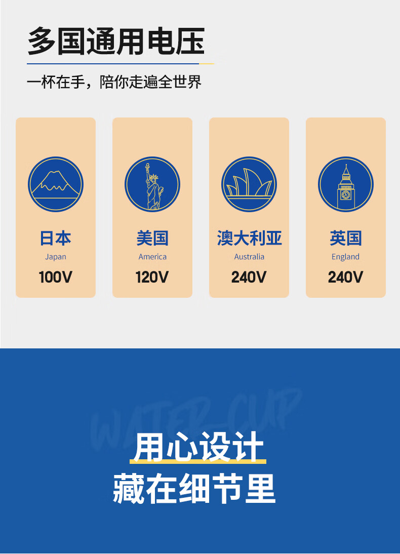 DonLim 便携式水杯 电水壶 便携式家用旅行电热水杯 冲奶泡茶烧水杯 宿舍办公室保温杯 DL-B1 棉云白