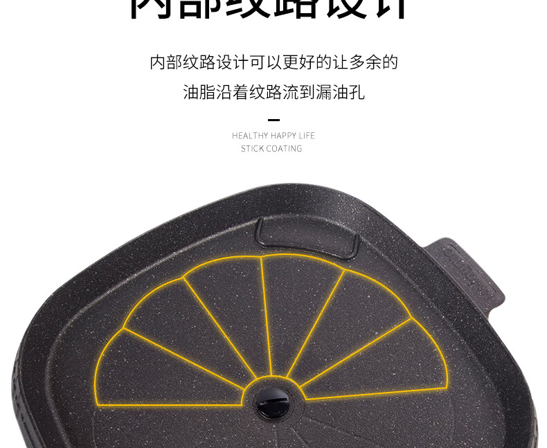 脉鲜无烟烤盘 MG-202 麦饭石烤盘卡式炉烤盘 户外家用烤肉盘 方形 32cm