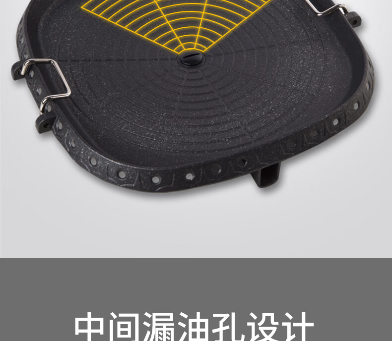 脉鲜 无烟烤盘 MG-201 麦饭石烤盘 卡式炉烤盘 户外家用烤肉盘 方形 32cm