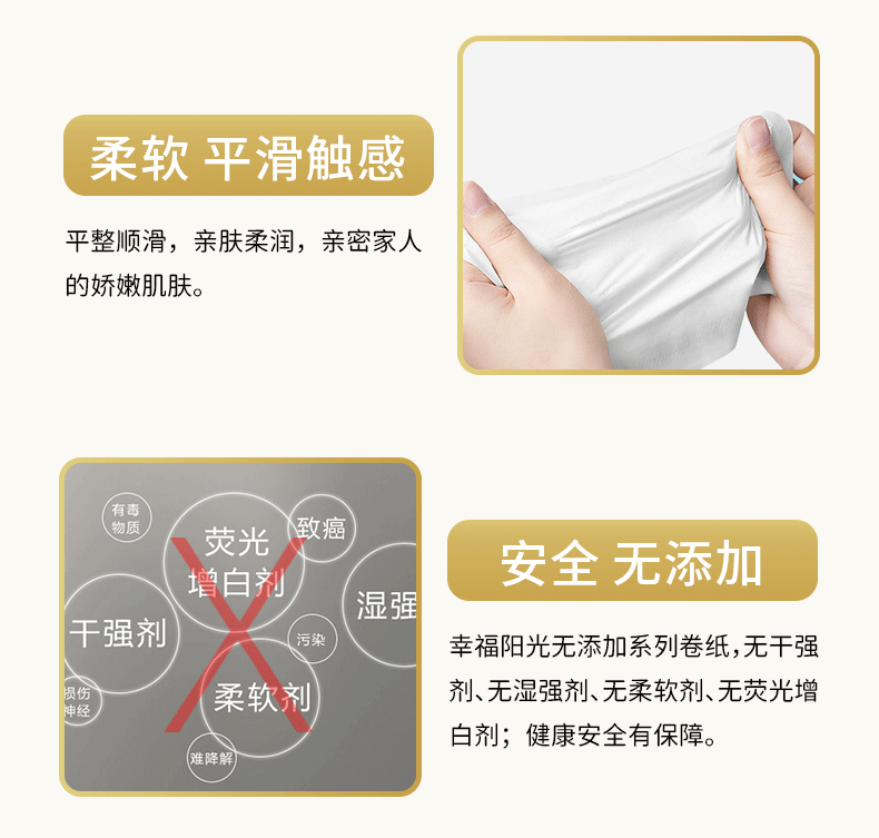 幸福阳光 卷纸无添加卫生纸巾 180克*27卷厕所卷纸整箱装（整箱销售）