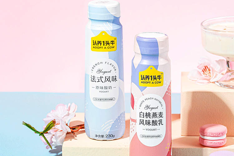 认养一头牛法式风味酸奶 员工福利 企业内购 原味+白桃燕麦味230g*10瓶共2提