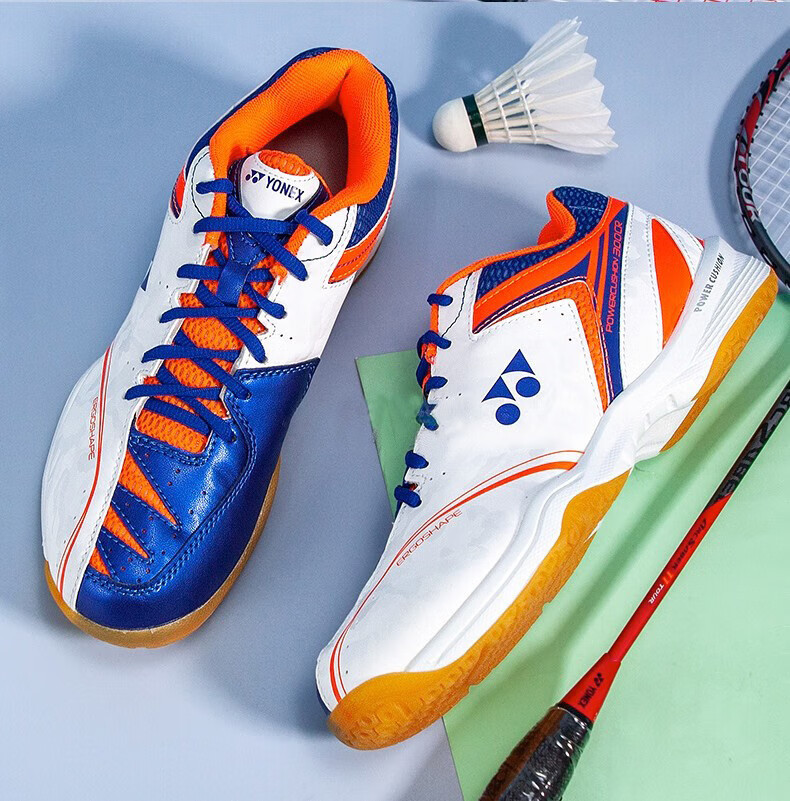 尤尼克斯（YONEX）羽毛球鞋男款室内球场训练鞋轻便SHB300C 白橙 42码