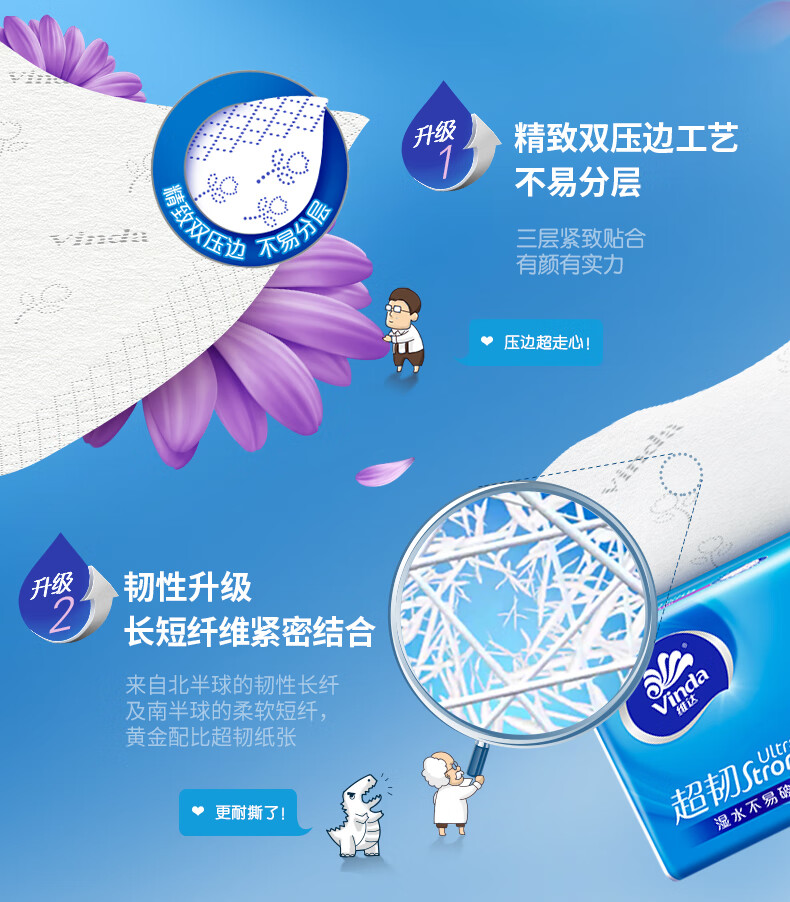 维达（Vinda）V2286B 维达110抽3层超韧抽纸8包/提装 2提