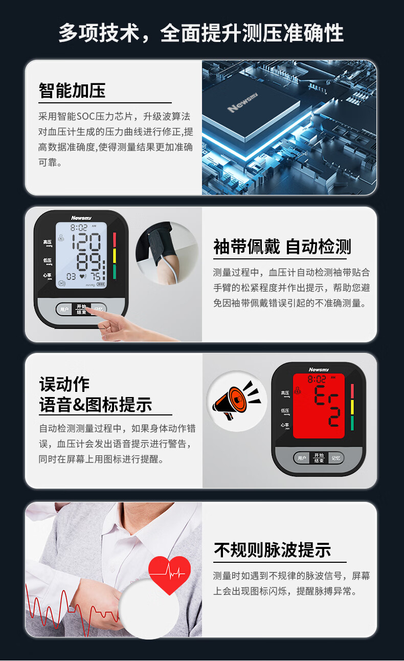 纽曼（Newsmy）B104T 电子血压计 家用血压仪 智能语音量血压 医用上臂式测血压仪器