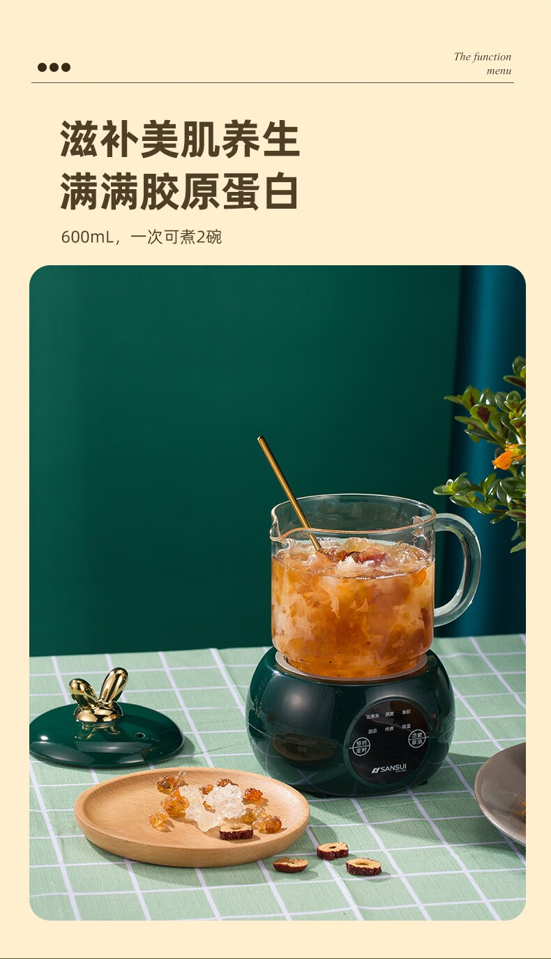山水（SANSUI）电炖养生杯（电脑款） 自动保温 低温烹煮 6大功能 YSB-002DZ