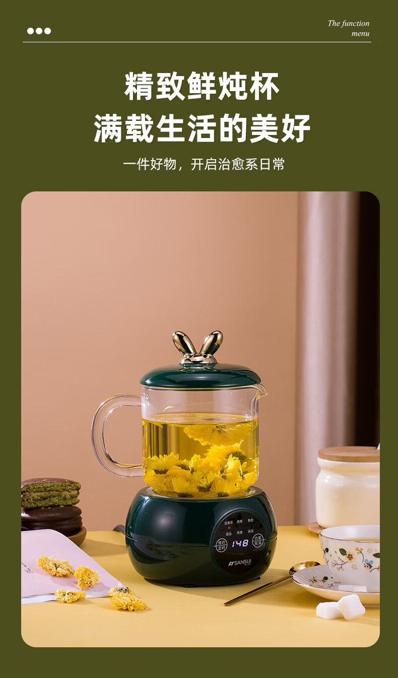 山水（SANSUI）电炖养生杯（电脑款） 自动保温 低温烹煮 6大功能 YSB-002DZ