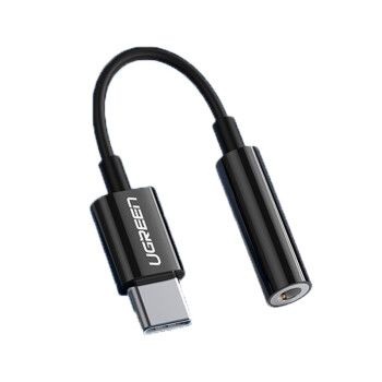 绿联AV151  Type-C耳机转接头3.5mm音频转换器数据线USB-C转接线适用Type-C公转3.5mm母转接线 黑色 80373