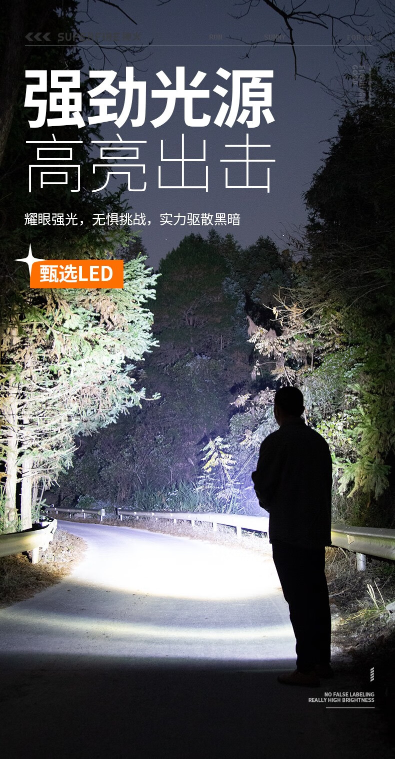神火（SupFire）强光手电筒超亮LED可充电家用照明便携防水骑行户外远射王 C8-T6