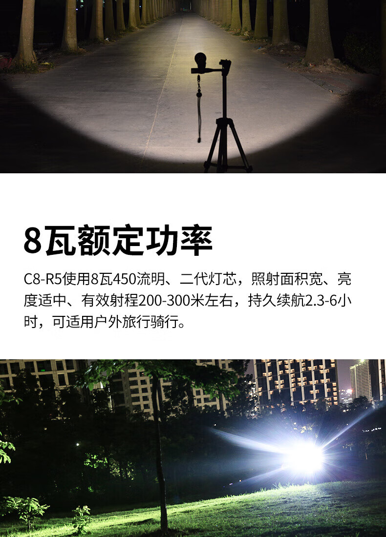 神火（SupFire）铝合金可充电超亮强光远射家用户外手电筒 C8系列 C8-N