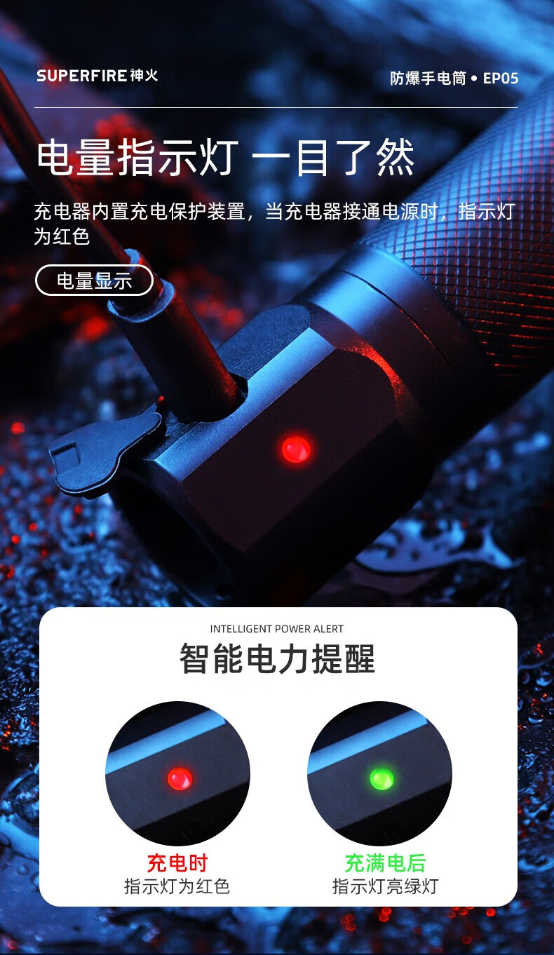 Superfire神火EP05工业防爆强光手电筒带防爆证充电工地矿工长续航