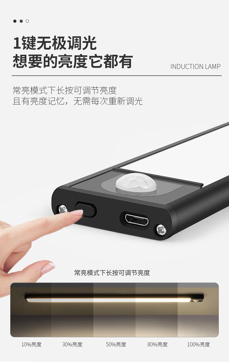 Superfire神火走道楼梯阳台感应灯超薄磁吸感应灯200*40*9mm