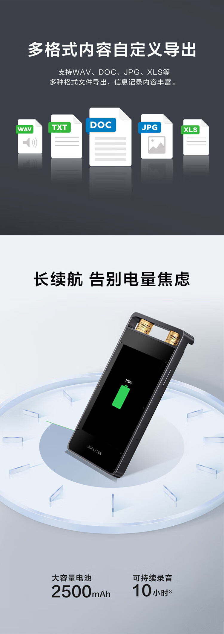 科大讯飞 AI智能录音笔 录音笔转文字 视频实时翻译 OCR识别 离线转写?32G+10G云储存 SR502 星空灰