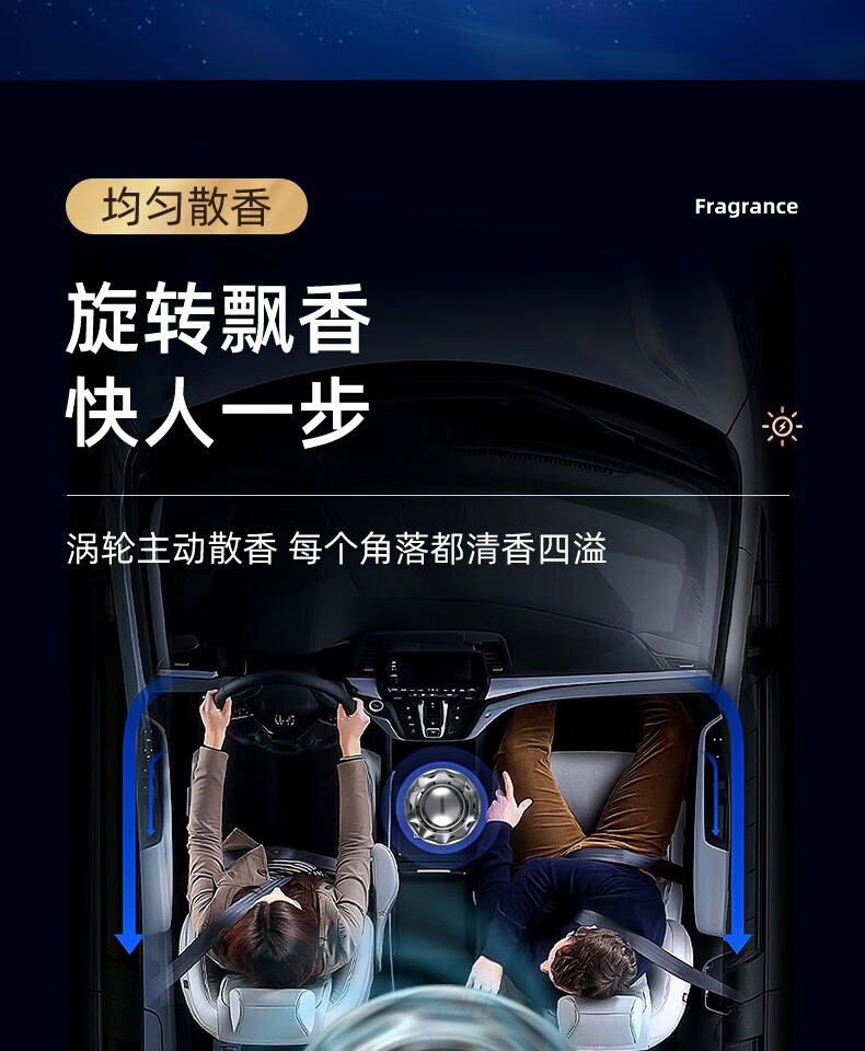 颐电 车载香薰 太阳能旋转香薰 座式汽车用品车内饰品摆件新车除味空气净化清新 AD-2655