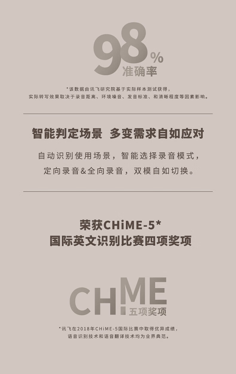 科大讯飞 AI智能录音笔 录音笔转文字 实时翻译 专业级降噪 360°拾音?32G SR302 星空灰