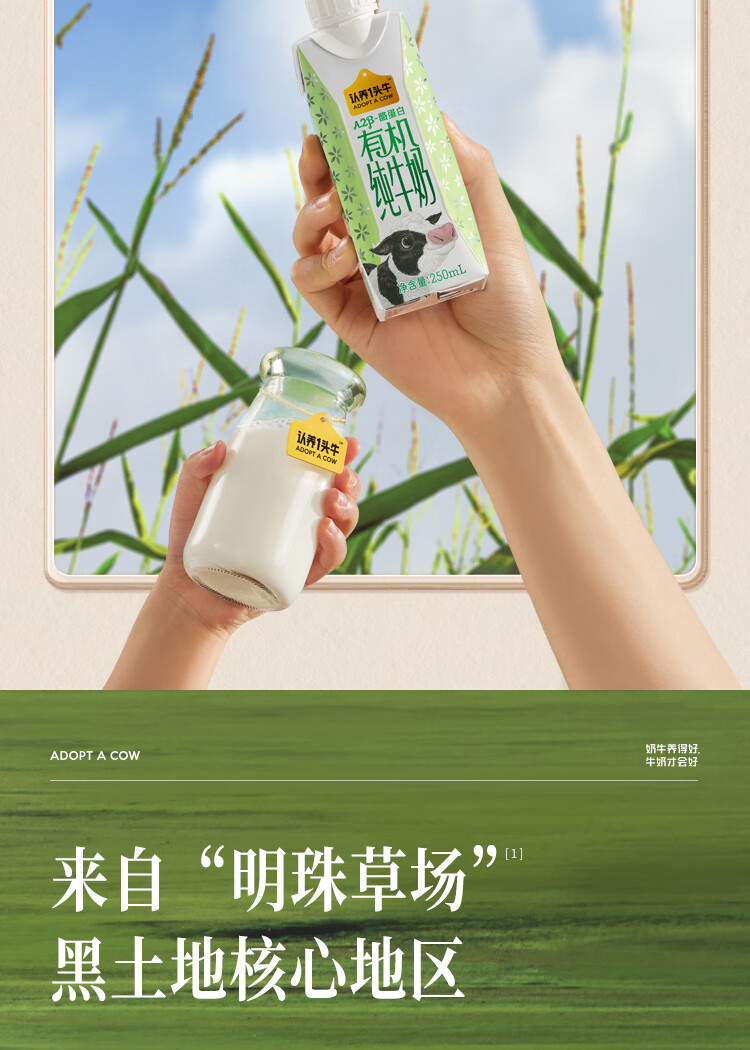 认养一头牛认养一头牛A2β-酪蛋白有机纯牛奶250ml*10盒*2提