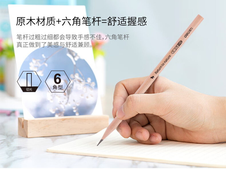得力（deli）铅笔书写铅笔学生铅笔实用套装 原木铅笔 学生文具用品 原木铅笔12支盒装(HB)S910 5盒装