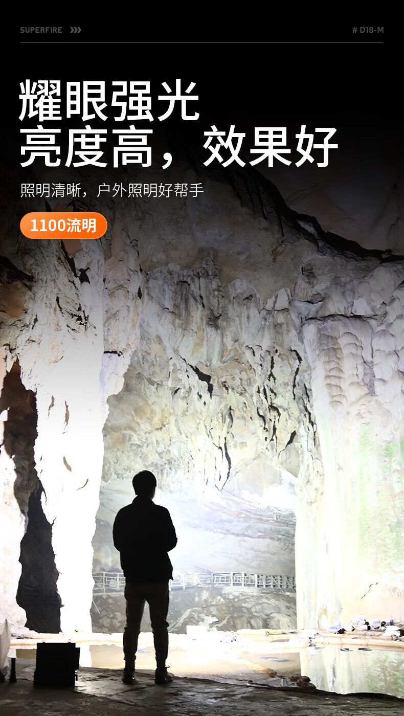 神火（SupFire） 户外超亮强光大功率手电筒D18-M远射超强光应急强力 D18-M
