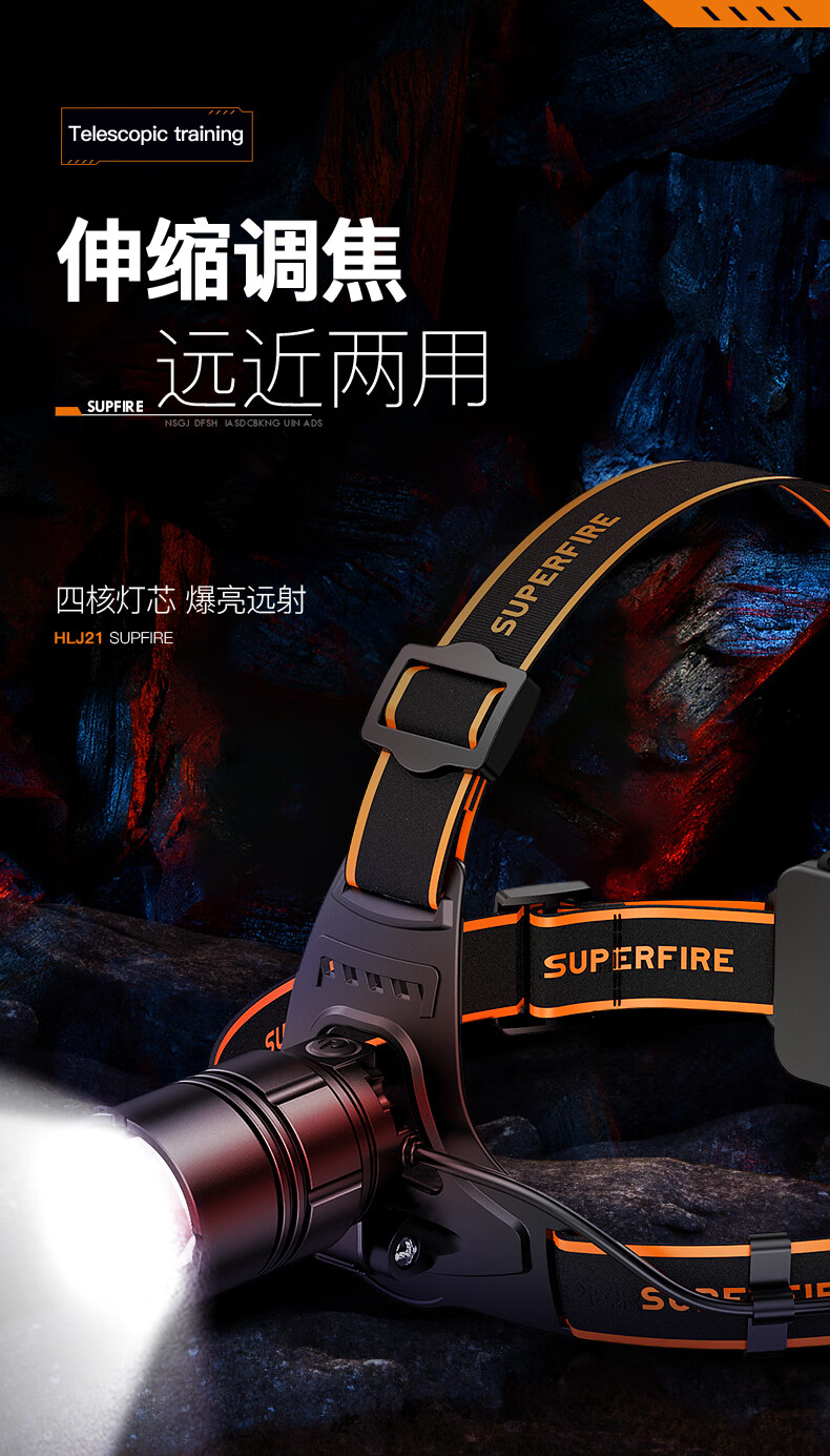 神火（SupFire）HLJ21头灯LED变焦头灯夜钓强光充电超亮头戴式远射长续航工作矿灯