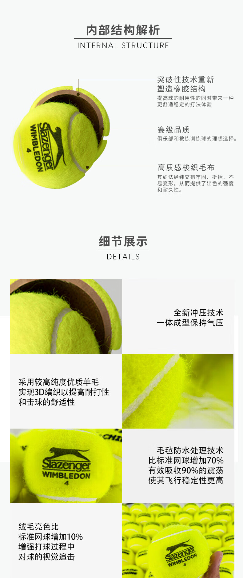 Slazenger 3粒装网球铁罐温网训练比赛用球整箱24筒340939