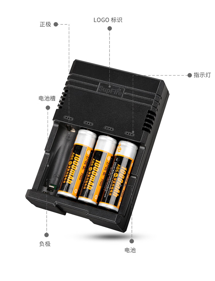 神火（SupFire） 强光手电筒镍氢电池智能充电器AC48充5号充电电池