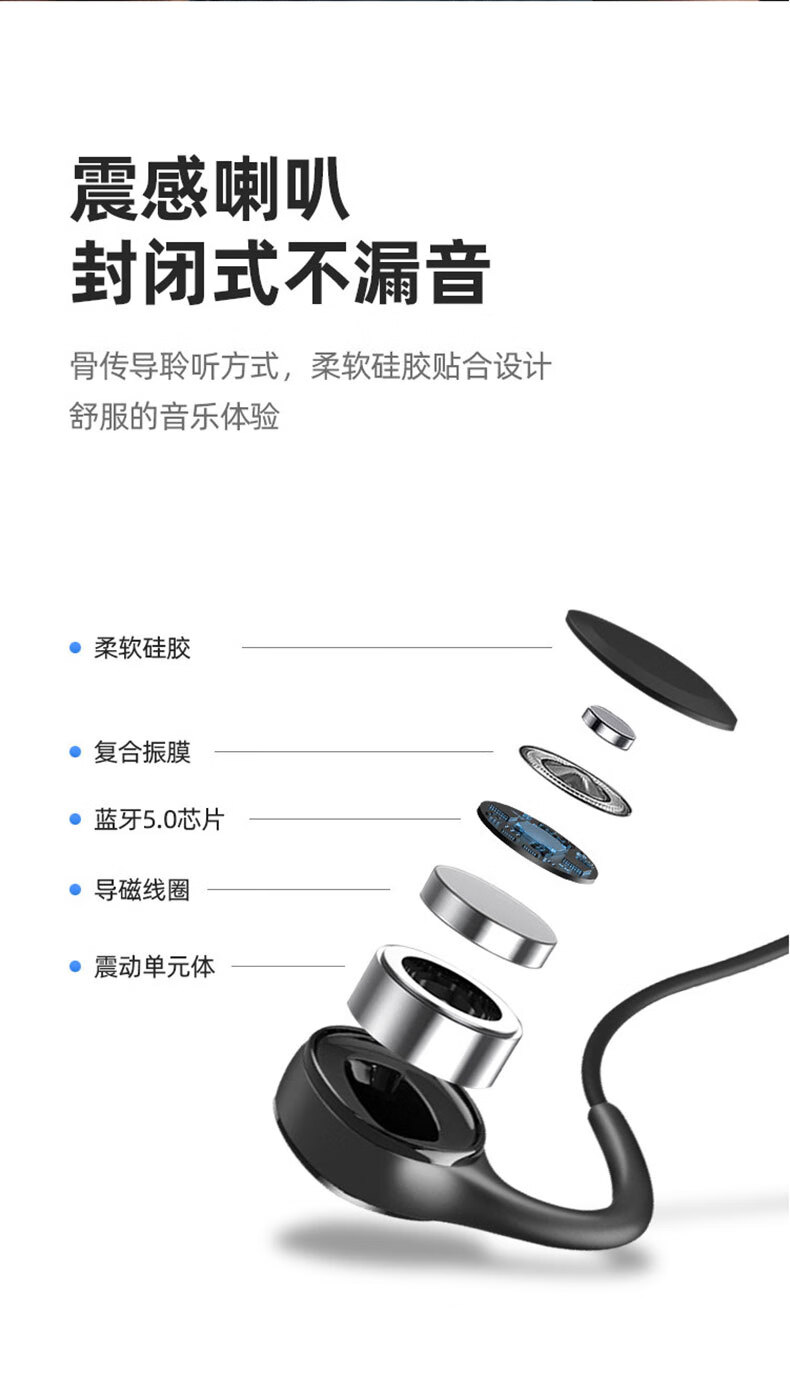 纽曼（Newsmy）蓝牙耳机 GE05 骨传导双耳挂耳式无线耳机 运动跑步手机音乐耳机 华为苹果等通用 黑色