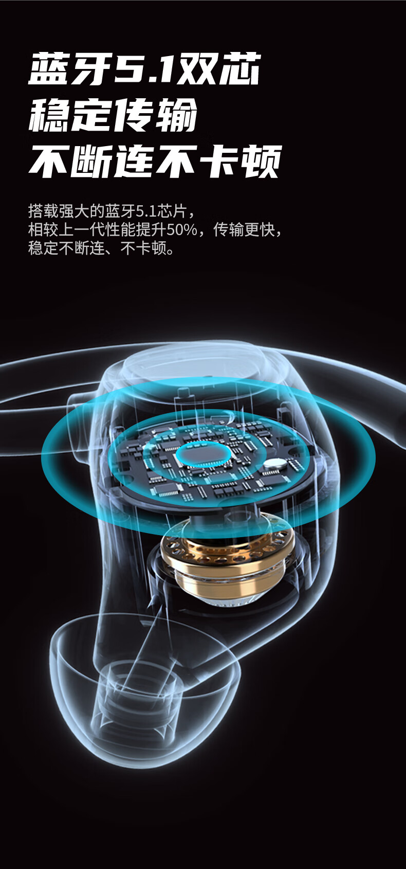 纽曼（Newsmy）蓝牙耳机 Q5 真无线TWS 挂耳式 音乐运动跑步耳麦 通话降噪耳机 超长待机续航 黑色