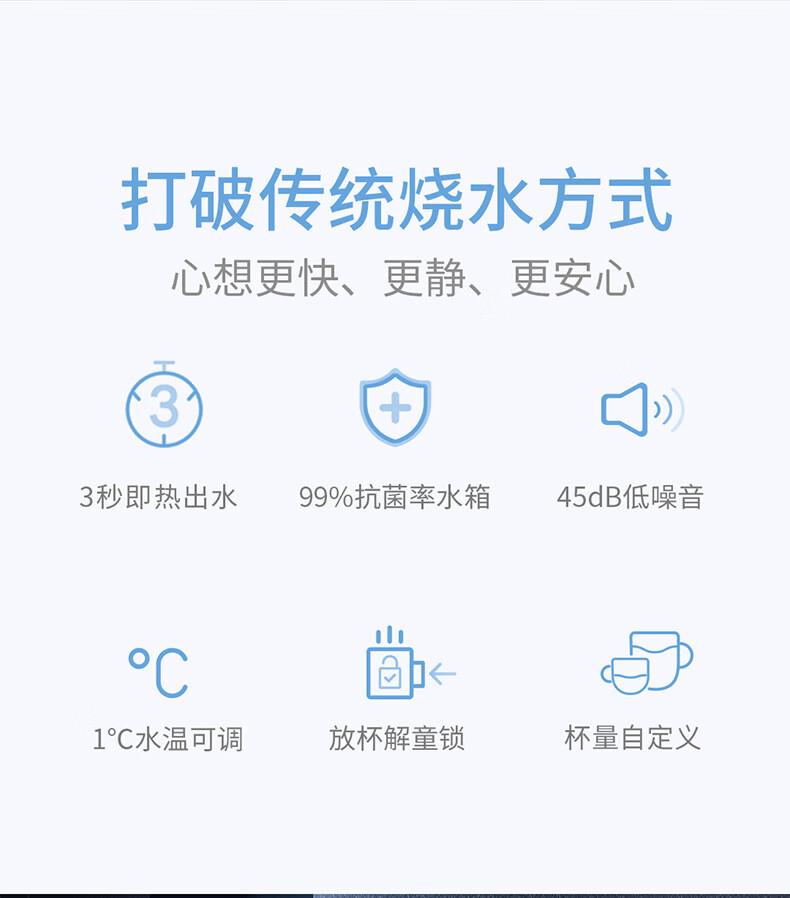心想 即热式饮水机 台式小型桌面速热调温 家用饮水器配净水器 静音即热式烧水器 S2305薄荷绿