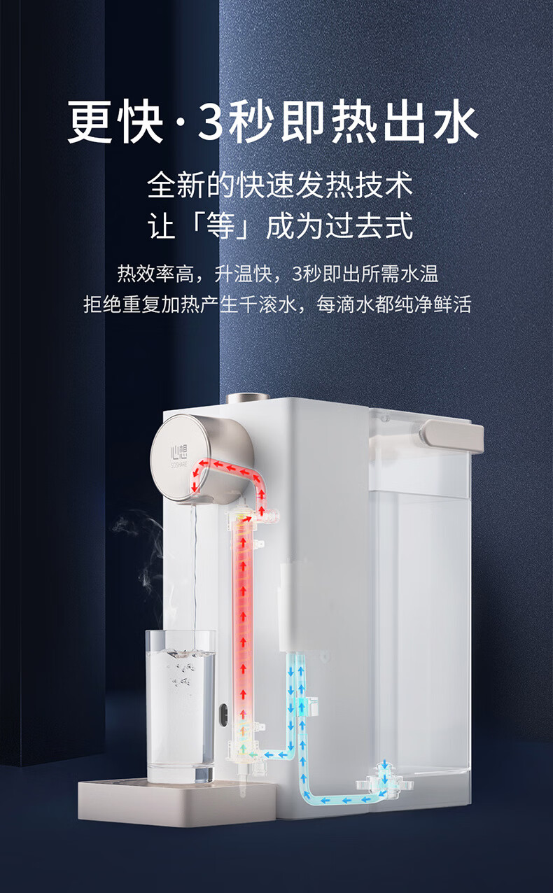心想 即热式饮水机 台式小型桌面速热调温 家用饮水器配净水器 静音即热式烧水器 S2305薄荷绿