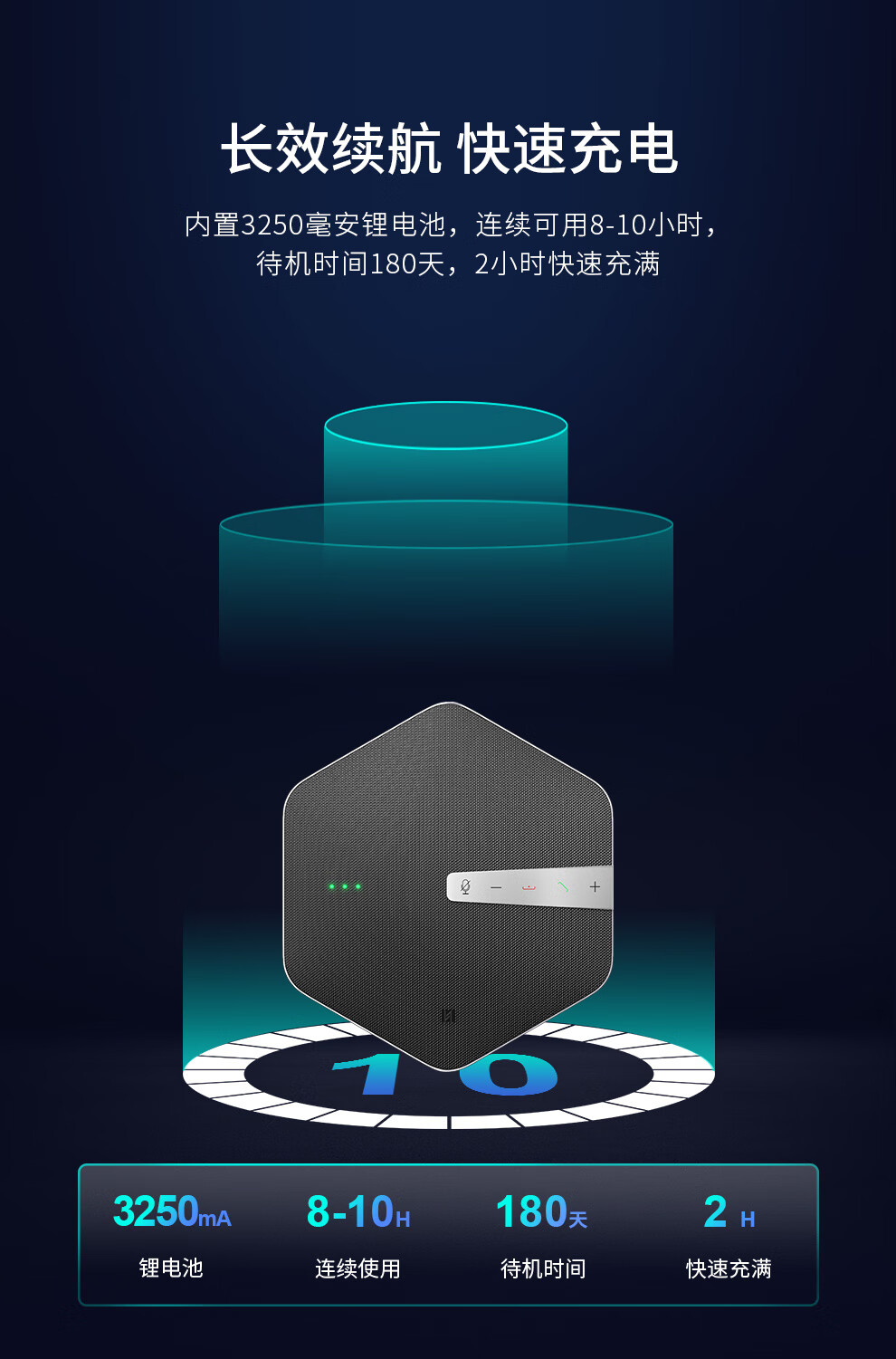 DAIPU戴浦 视频会议全向麦克风 USB免驱NFC快连无线/蓝牙拾音器桌面扬声器即插即用带锂电池音响DP-Go16W