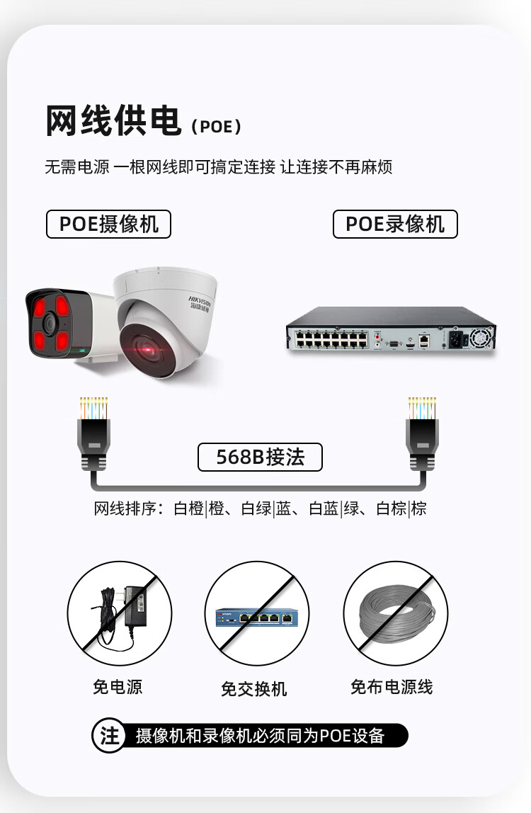 海康威视 监控摄像头 200万室内外监控器 家用红外夜视 POE网线供电 手机远程 DS-IPC-T12HV3-IA(POE) 2.8MM