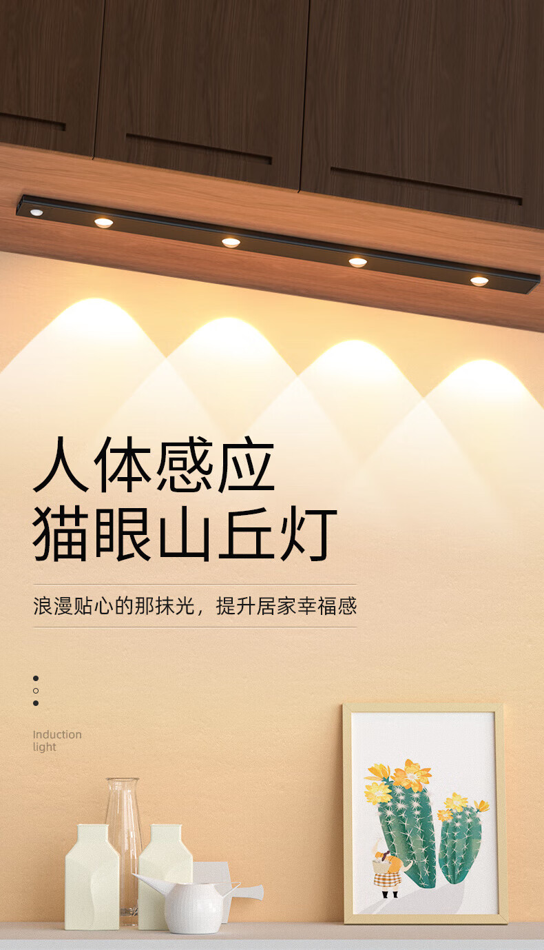 神火（SupFire）人体感应灯过道玄关橱柜衣柜酒柜灯带led灯条小山丘 山丘灯-40cm