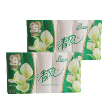 清风妇婴卫生纸卷筒纸巾无芯卷纸厕纸手纸10卷/提 2提装（绿）B01B
