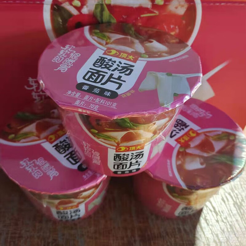 顶大 酸汤面片速食夜宵番茄味101g*12桶整箱