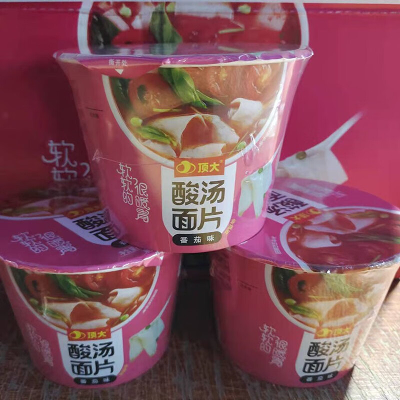 顶大 酸汤面片速食夜宵番茄味101g*12桶整箱