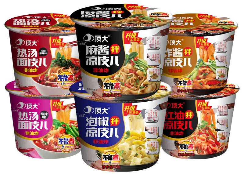 顶大 拌凉面皮方便面皮 炸酱面味115g*12桶整箱