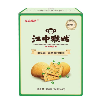 江中猴菇早餐点心 中老年人养胃送礼 香葱苏打饼干20天装960g