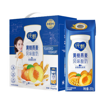 蒙牛营养早餐 纯甄燕麦黄桃果粒风味酸奶笑脸包200g*10